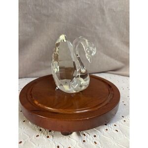 Clear Crystal Swan Figurine 4" Heavy Glass Bird‎ Sculpture Elegant Decor